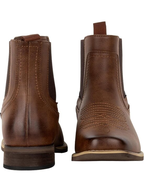 Men\'s Brown Ankle Cowboy Boots Square Toe Chelsea Casual Retro Stylish Boot main image 4